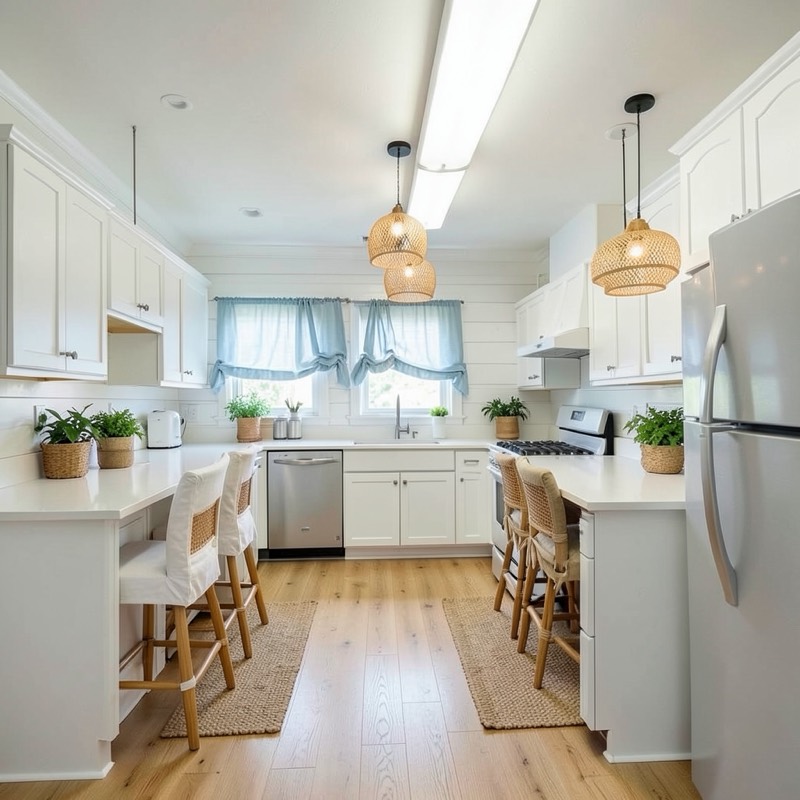 The same kitchen restyled as Coastal